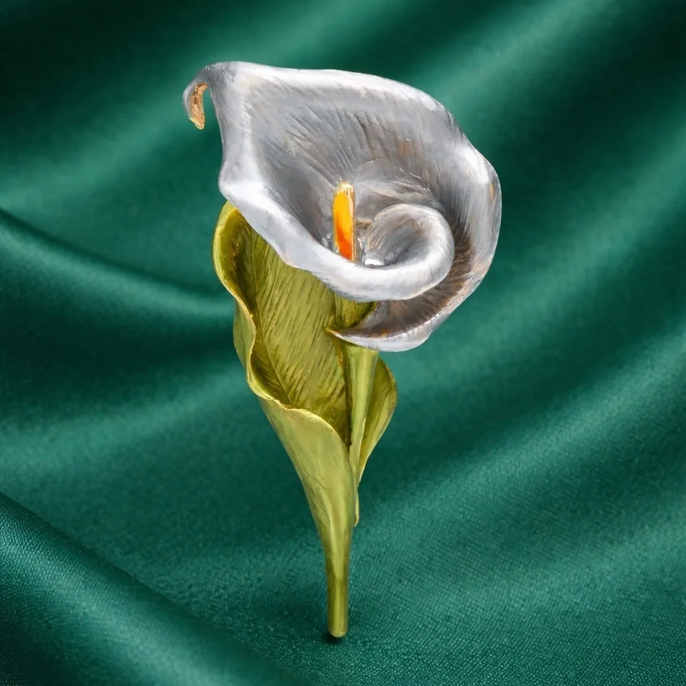 Calla Lily Blue Gold Brooch